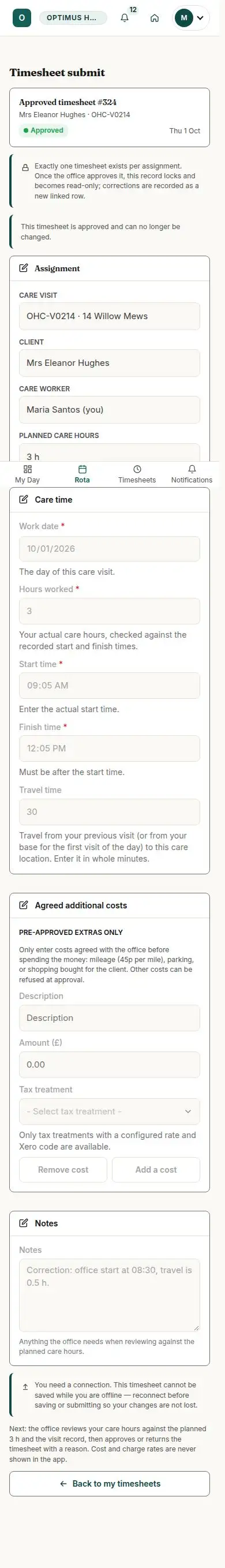 Timesheet submit