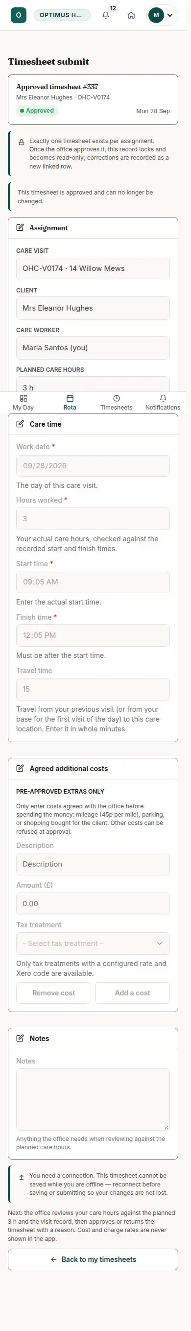 Timesheet submit
