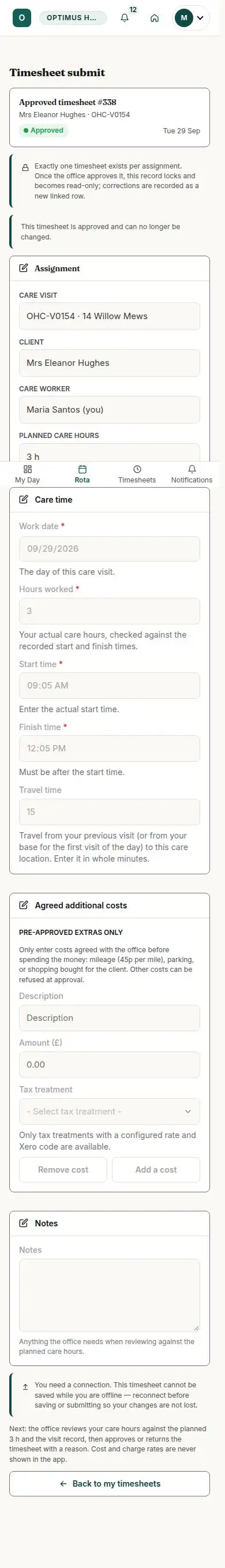 Timesheet submit
