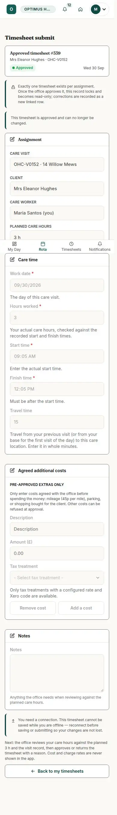 Timesheet submit