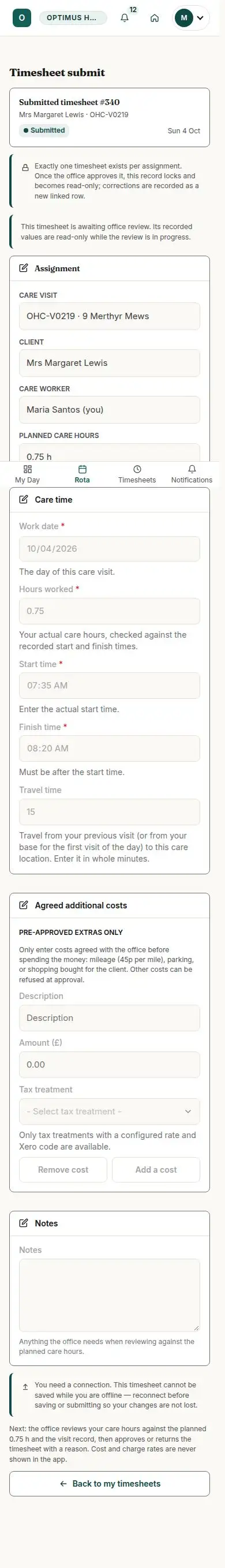 Timesheet submit