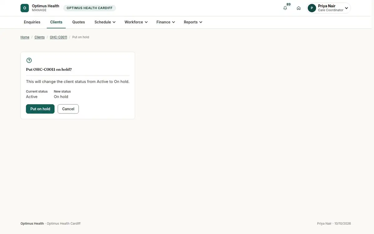 Put OHC-C0011 on hold?