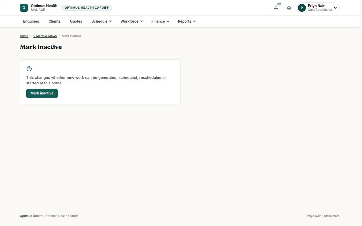 Mark inactive
