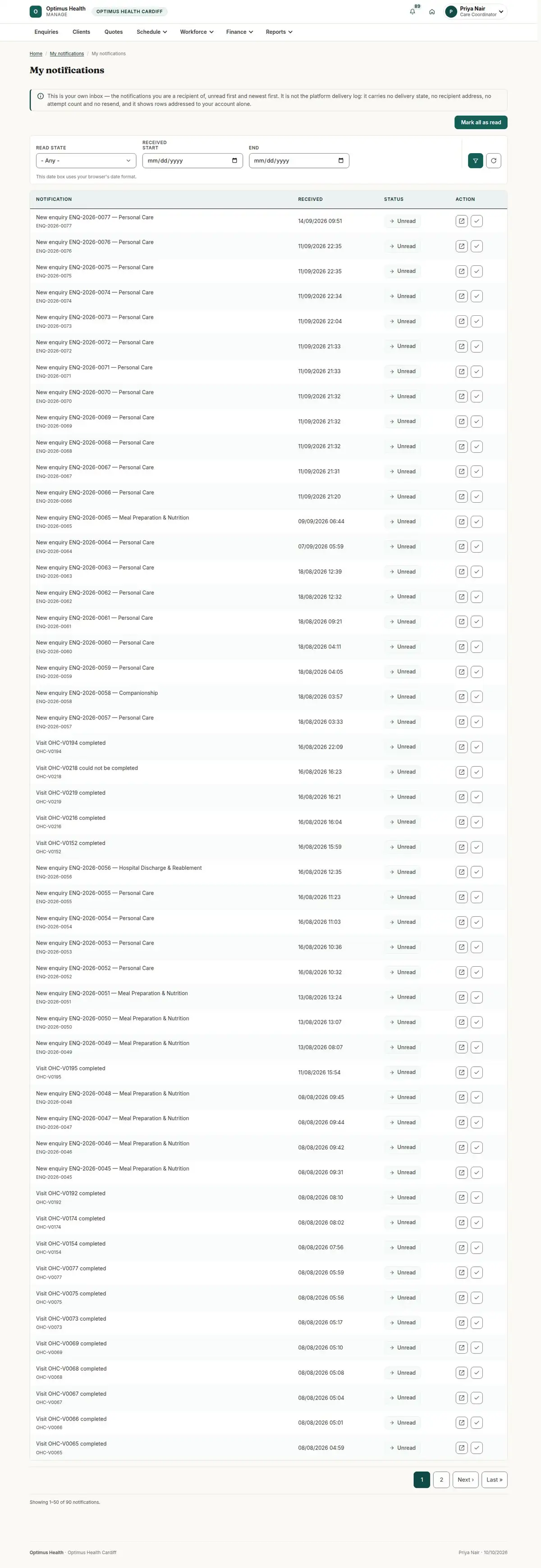 My notifications
