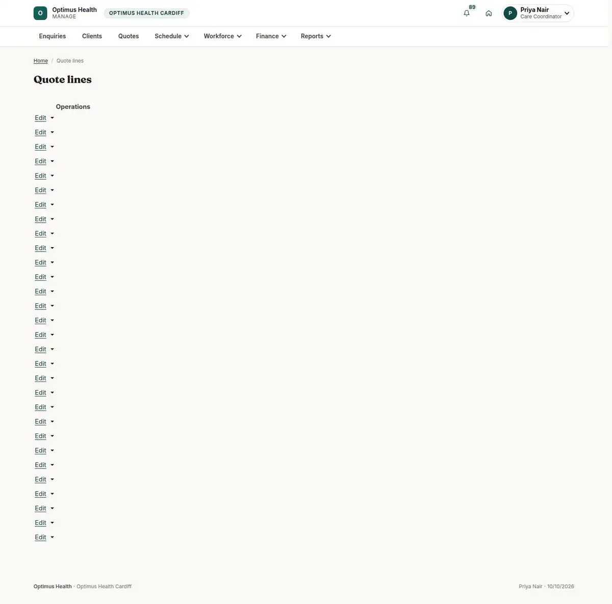 Quote lines