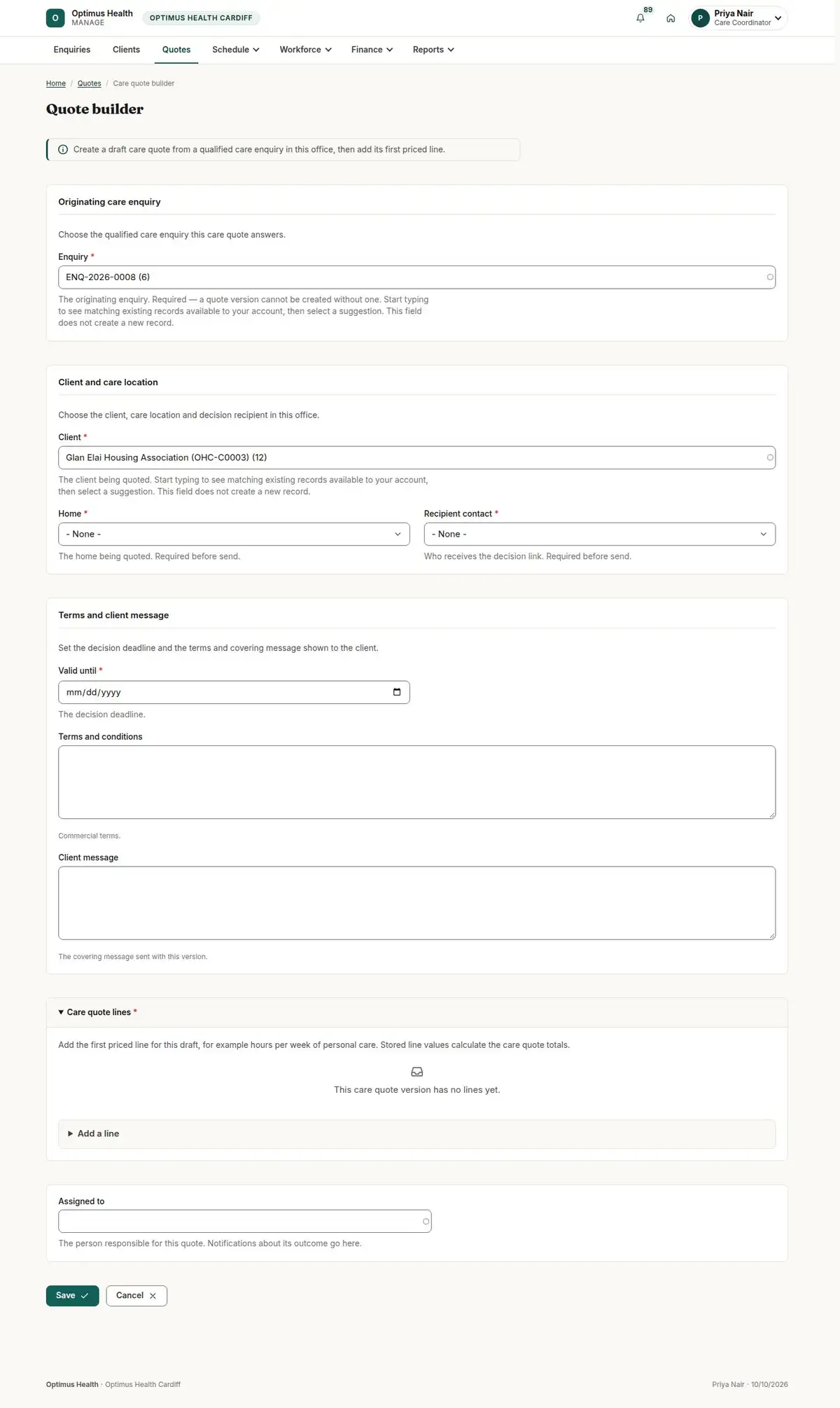 Quote builder