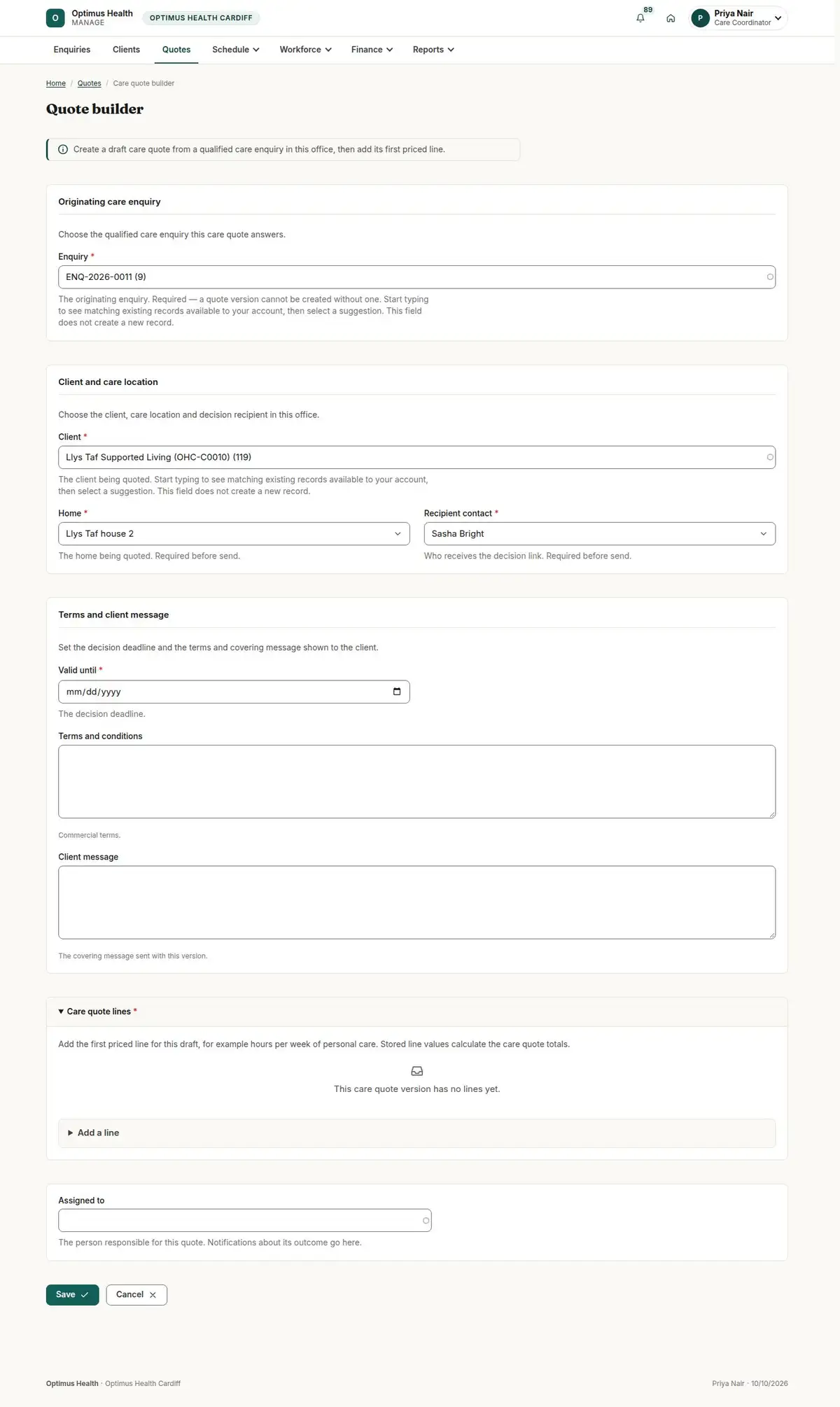 Quote builder