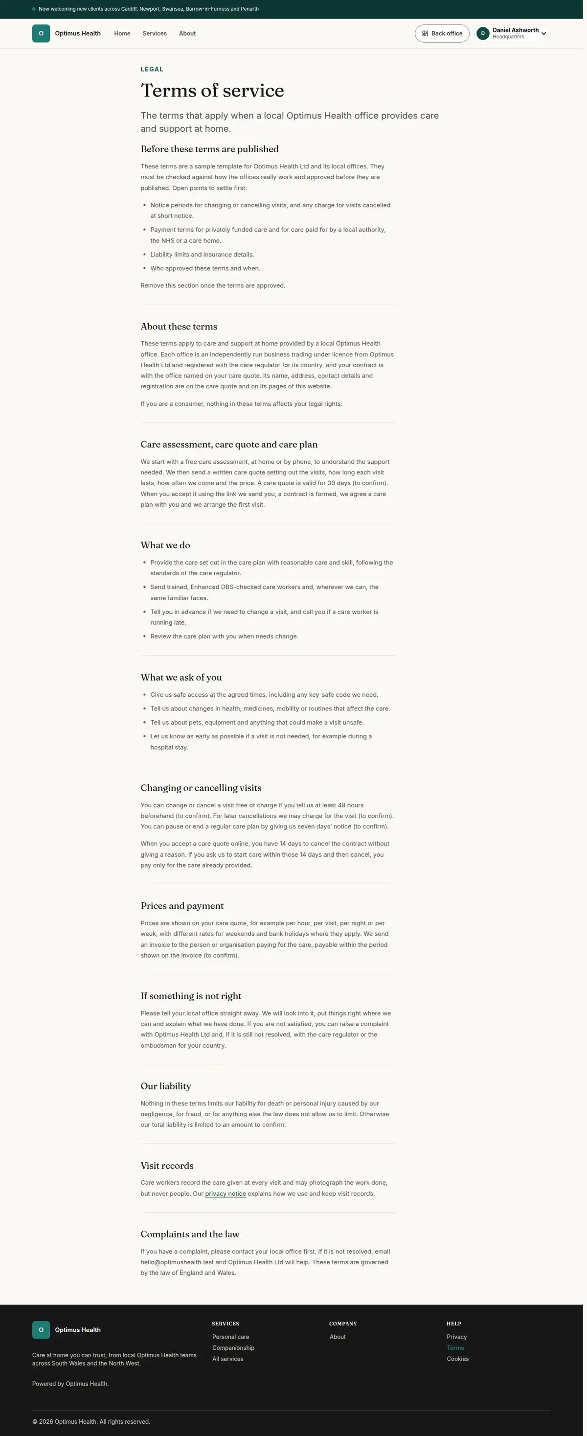 Terms of service