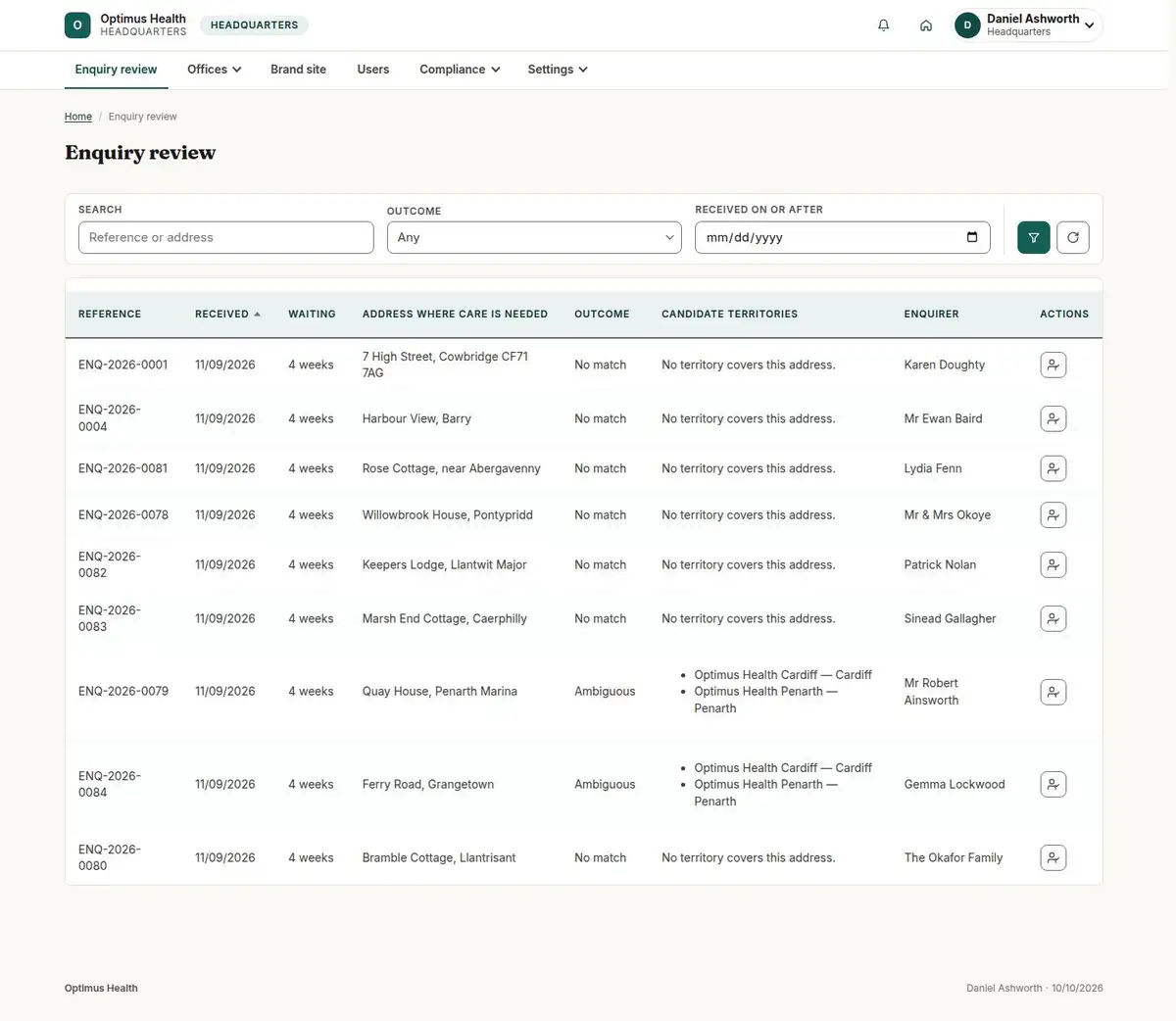 Enquiry review