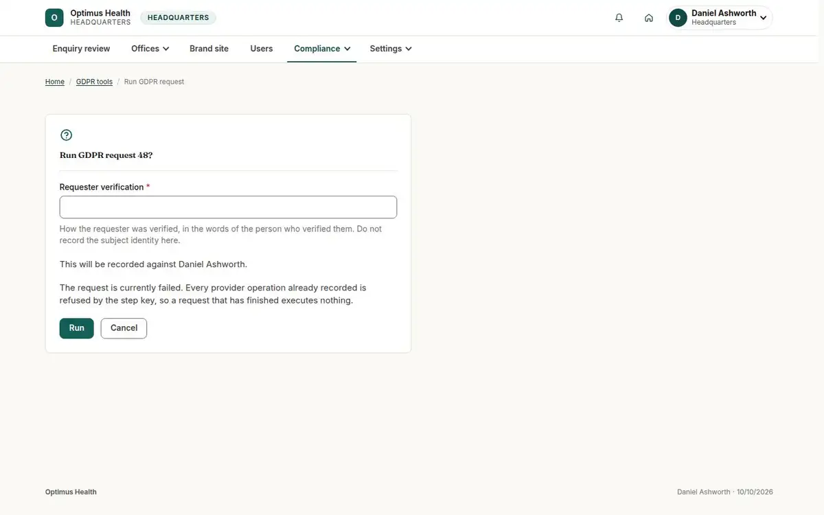 Run GDPR request 48?