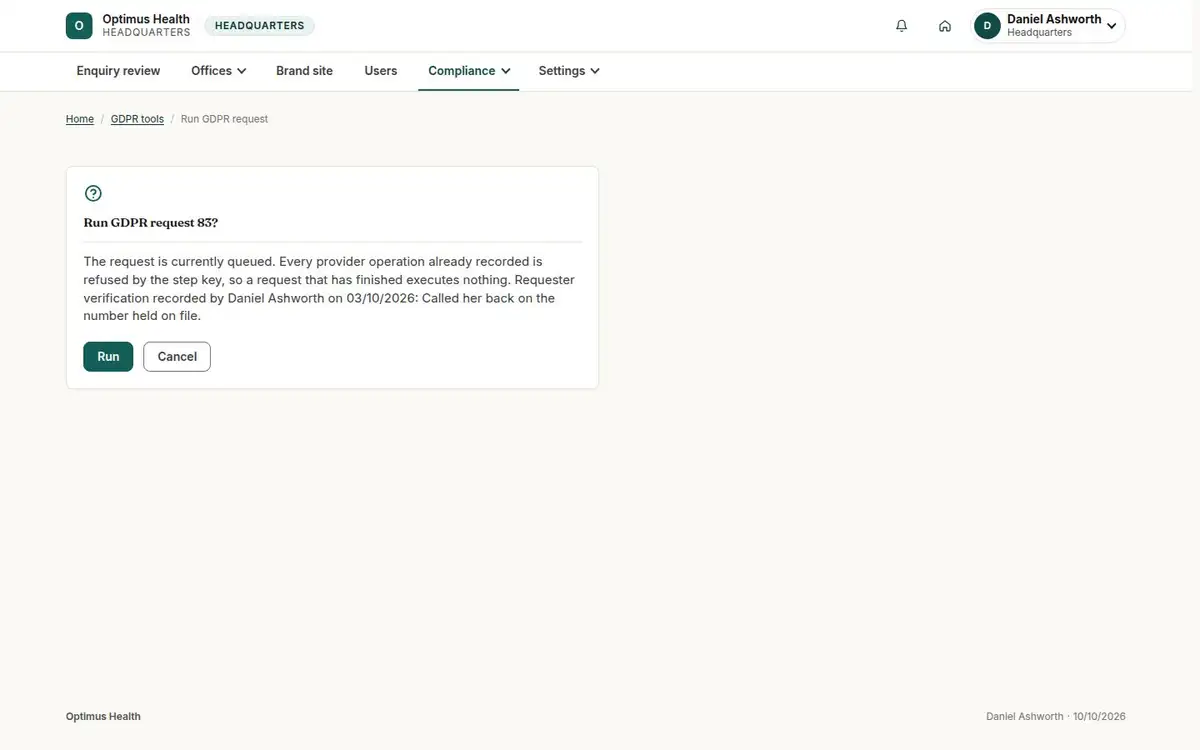 Run GDPR request 83?