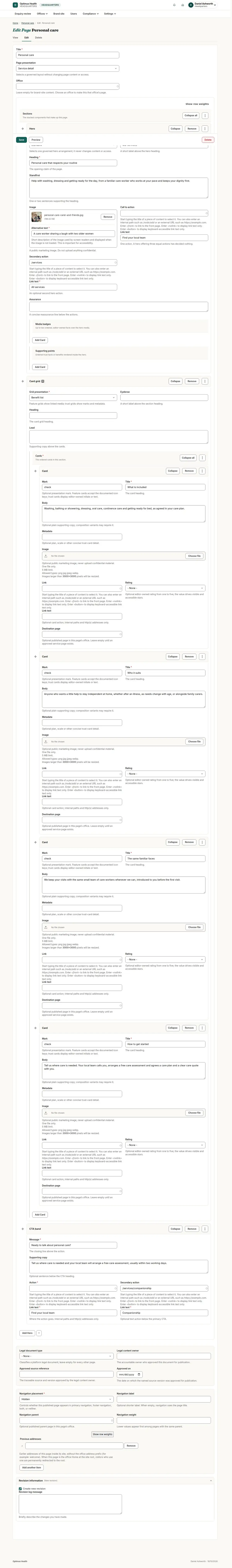 Edit Page Personal care