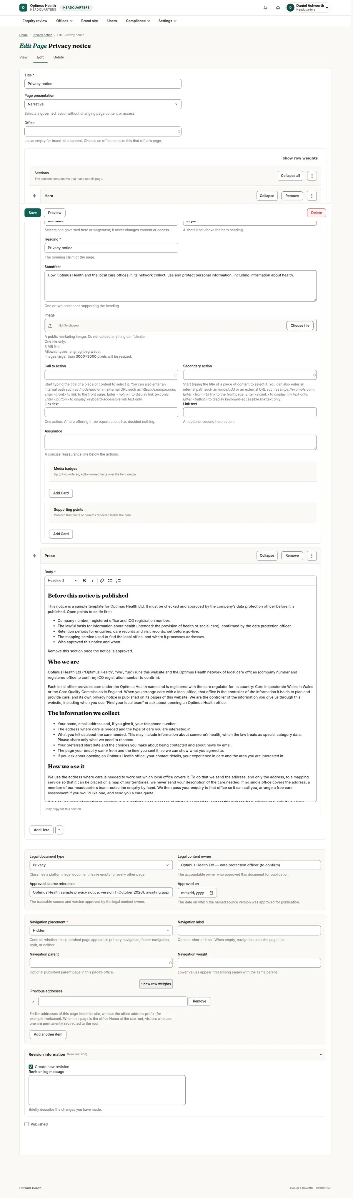 Edit Page Privacy notice