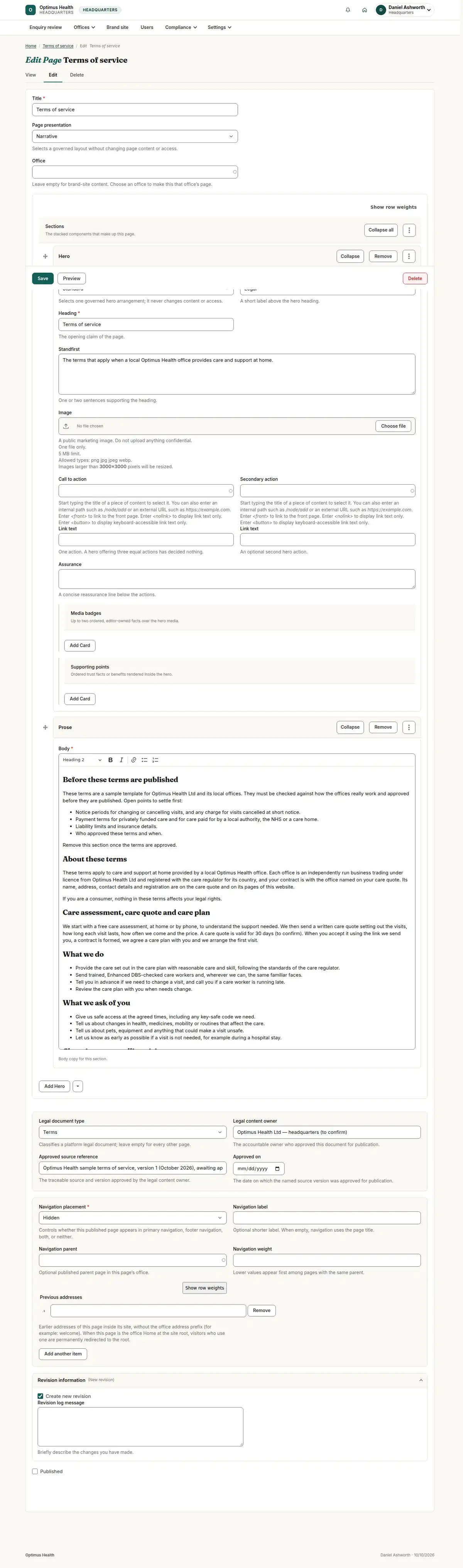 Edit Page Terms of service
