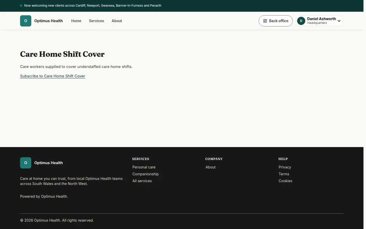 Care Home Shift Cover