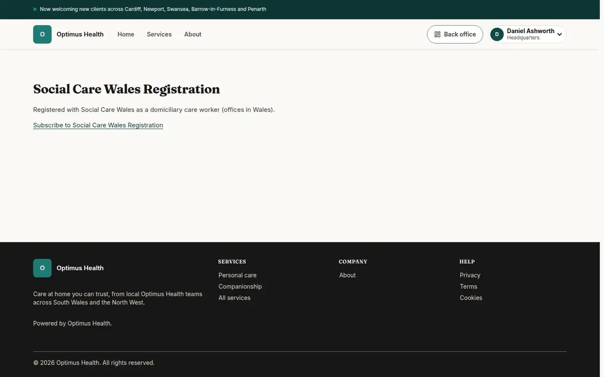 Social Care Wales Registration