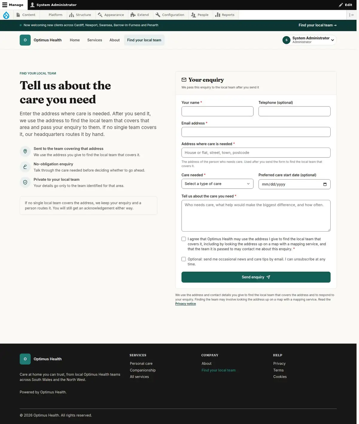 Tell us about the care you need