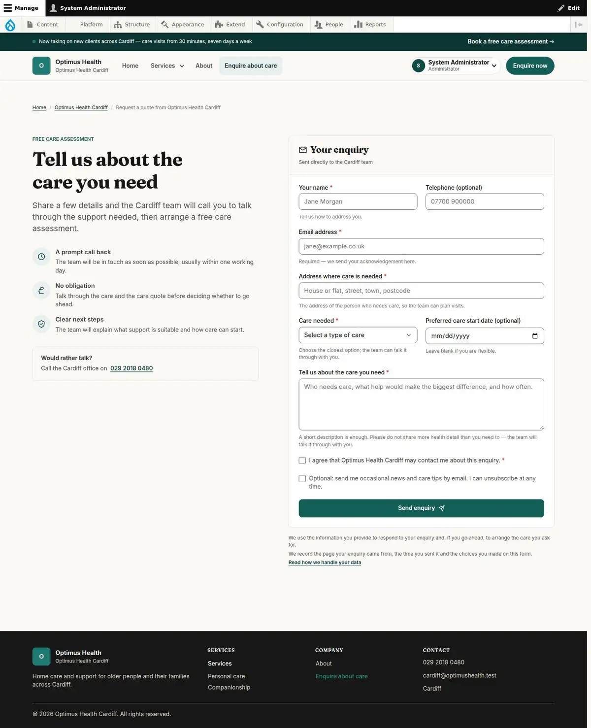 Tell us about the care you need
