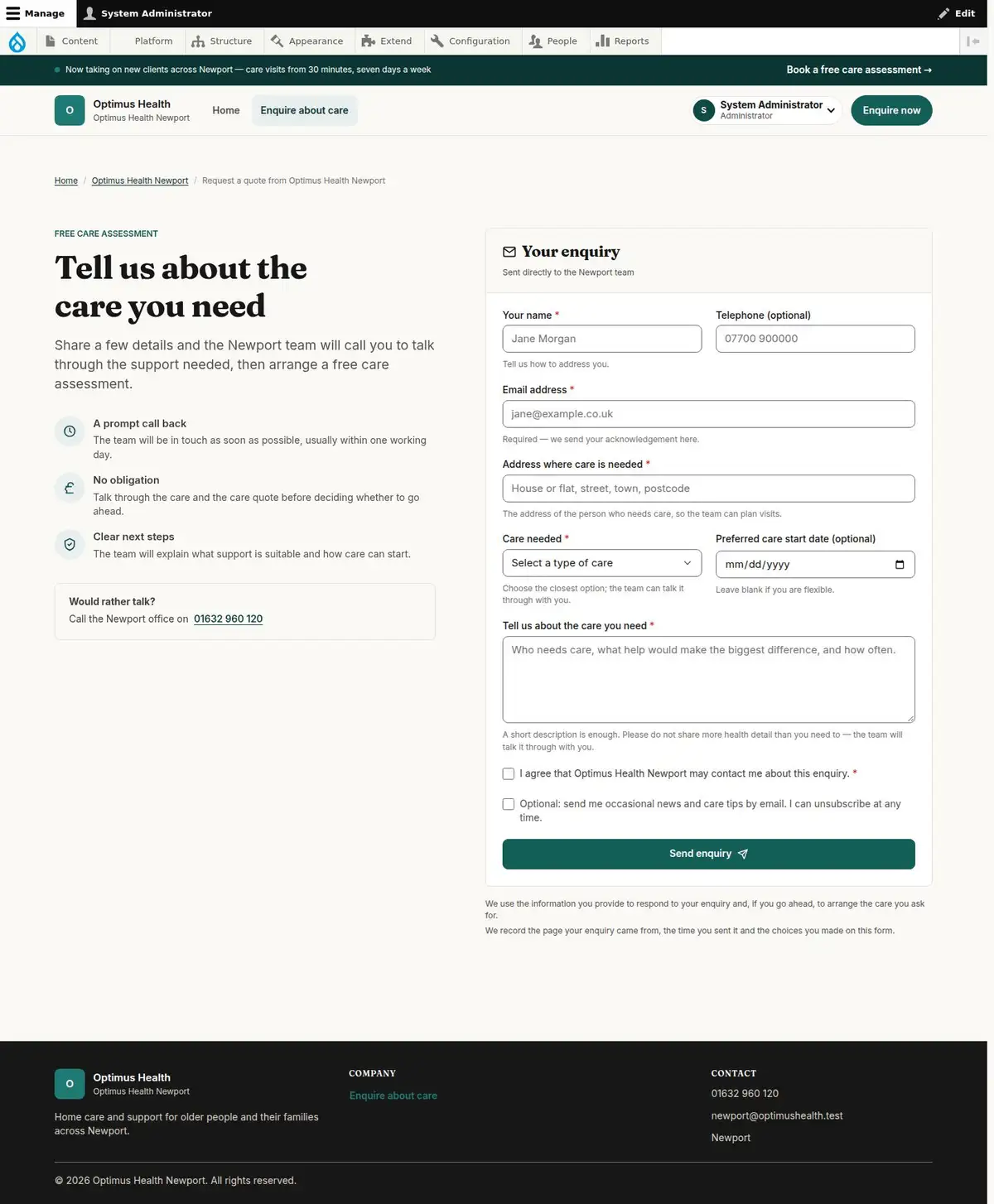 Tell us about the care you need