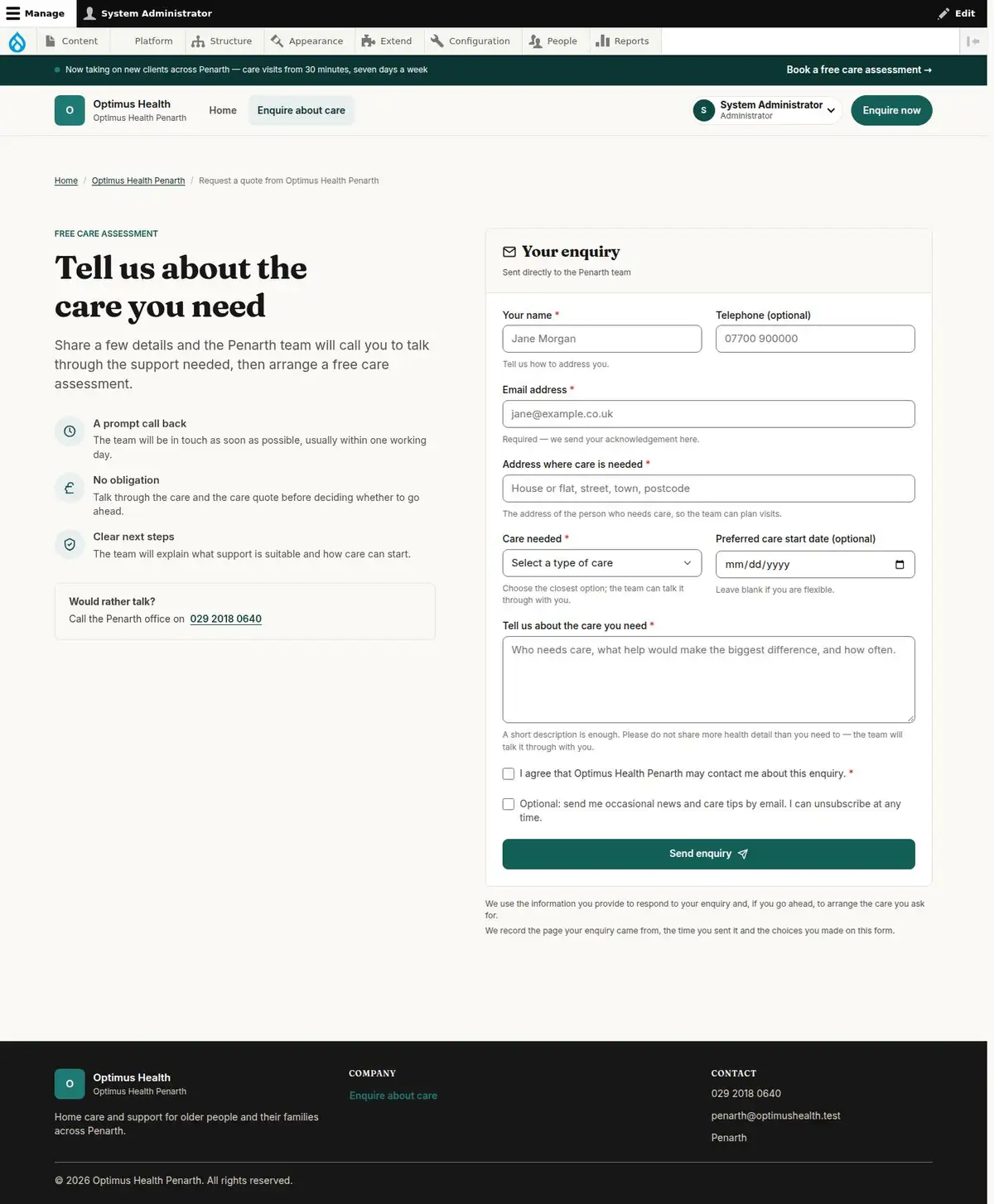 Tell us about the care you need