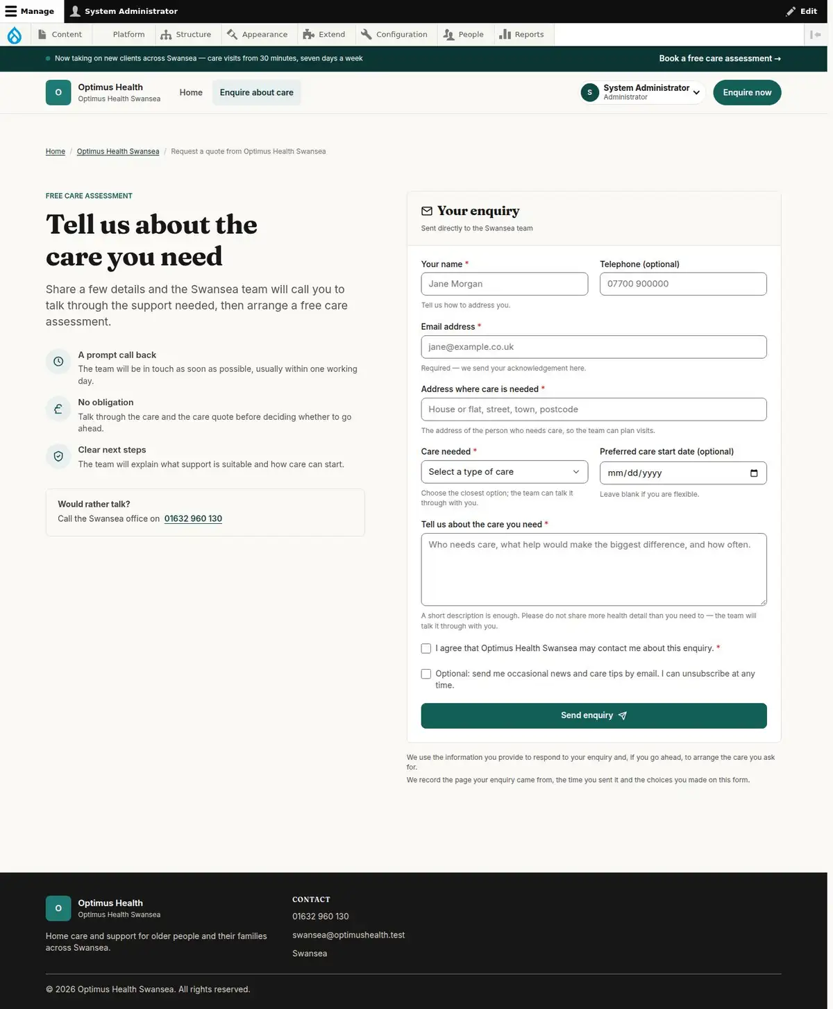 Tell us about the care you need