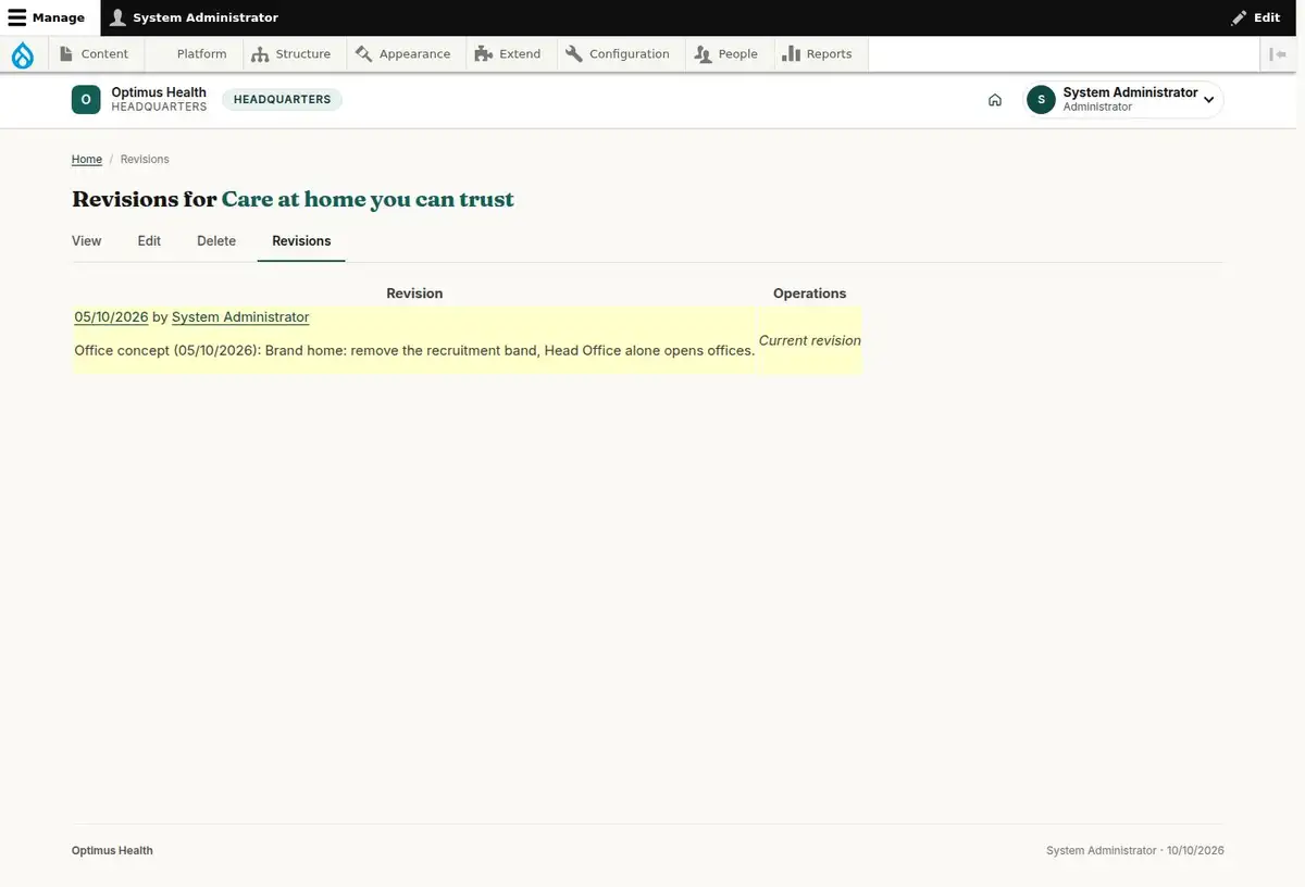 Revisions for Care at home you can trust