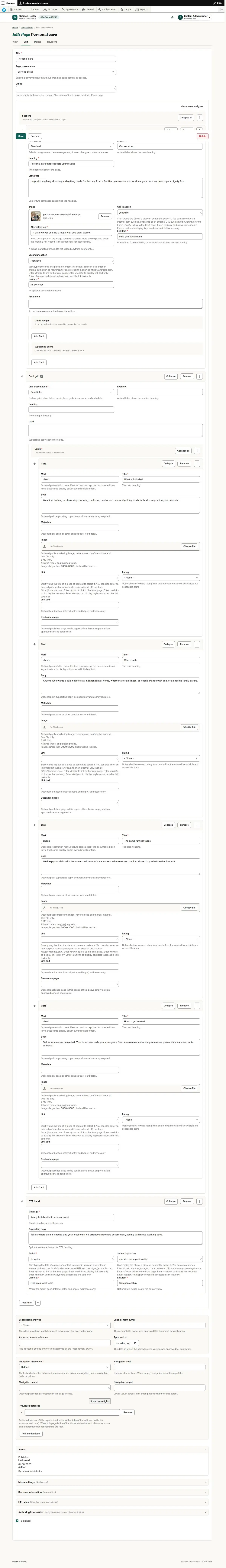 Edit Page Personal care