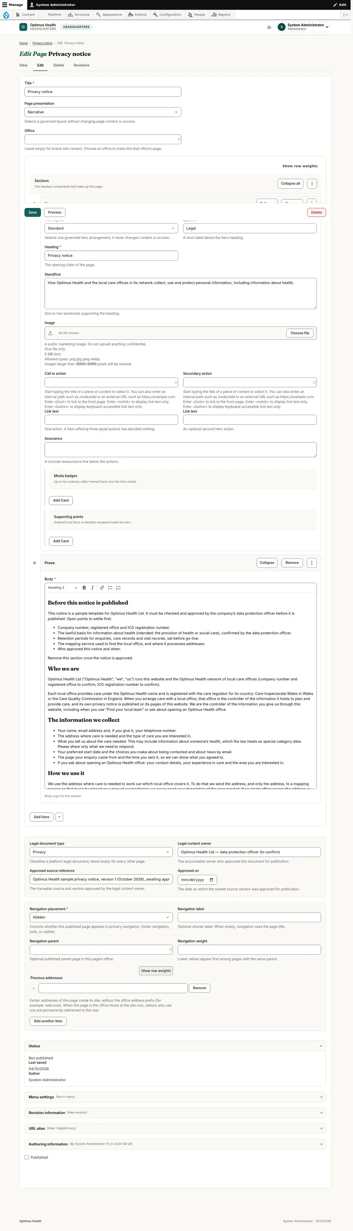 Edit Page Privacy notice