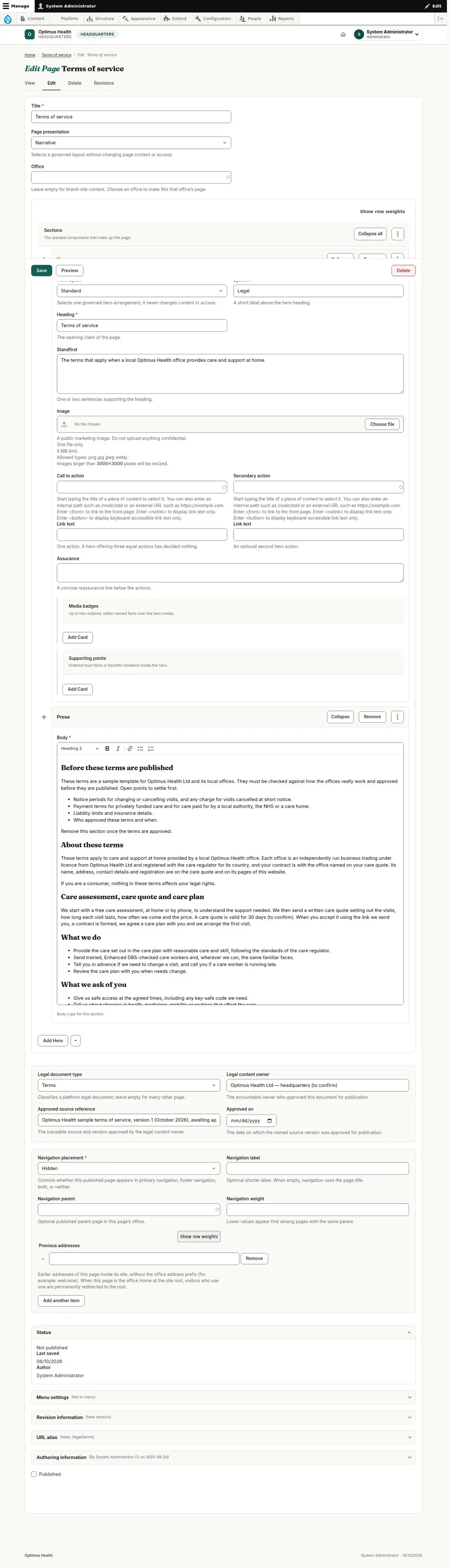 Edit Page Terms of service