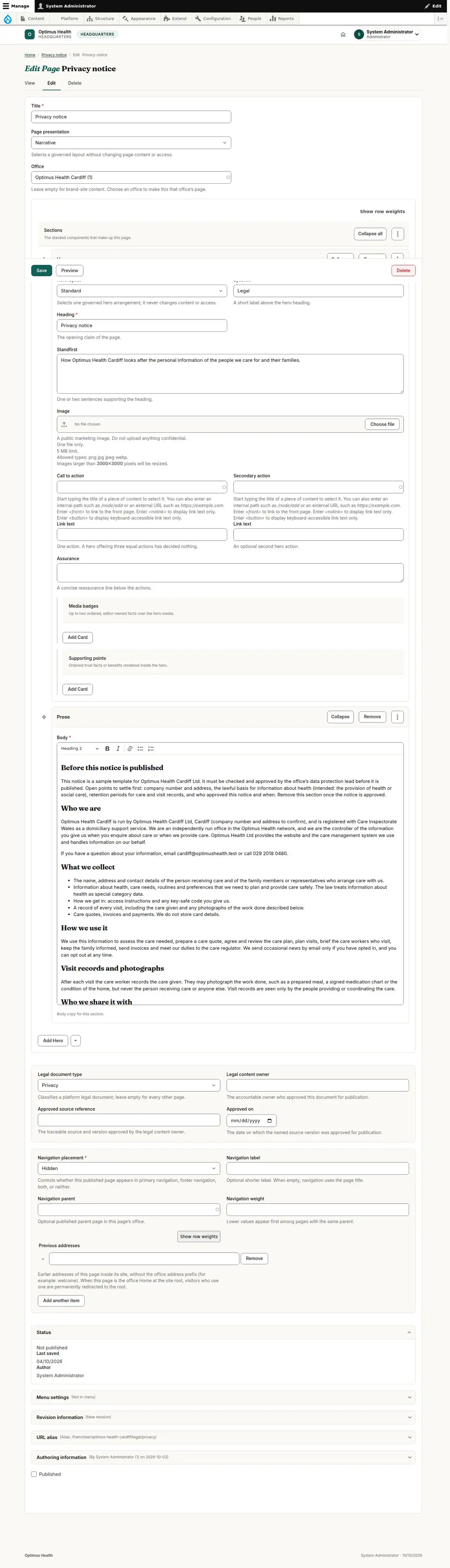 Edit Page Privacy notice