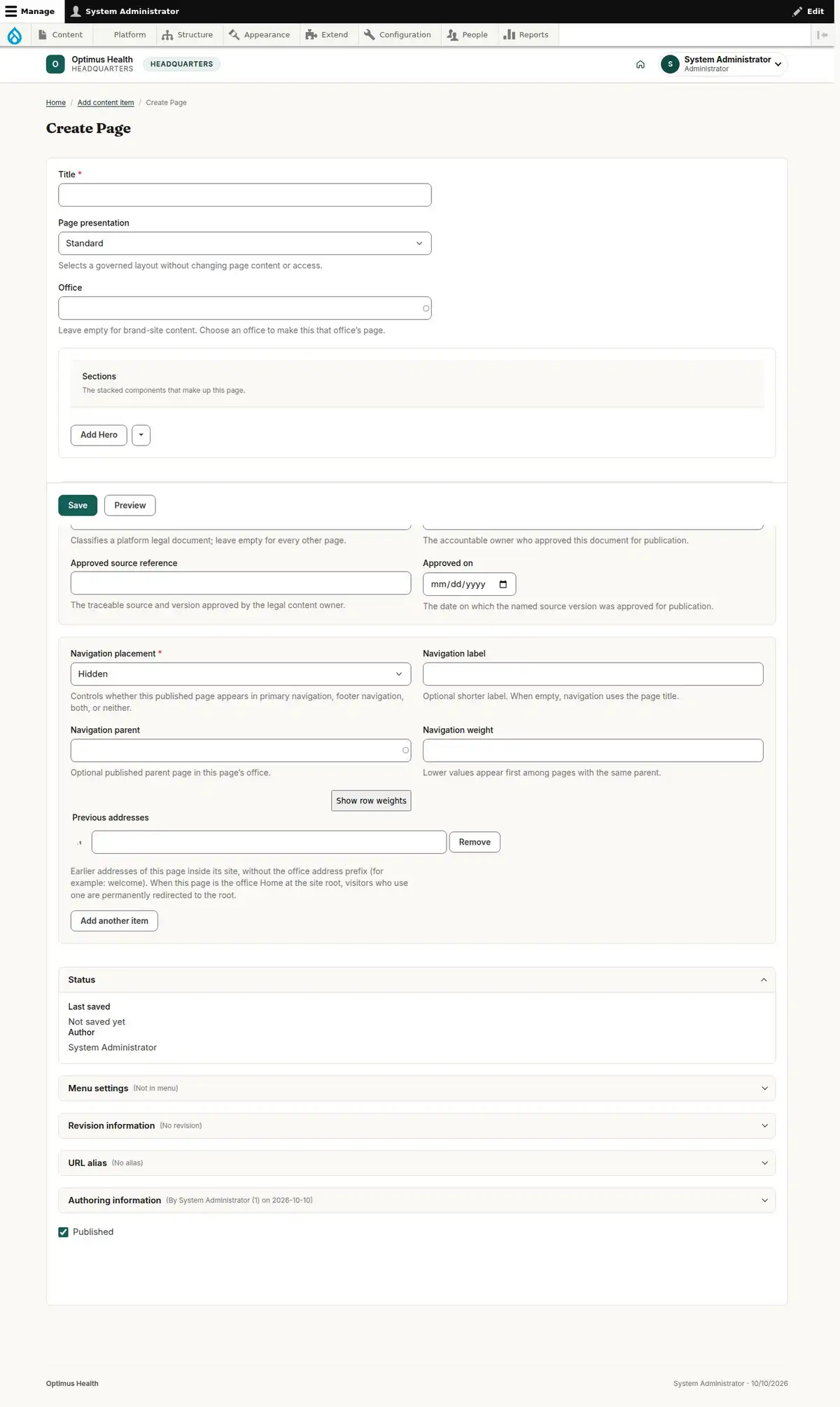 Create Page