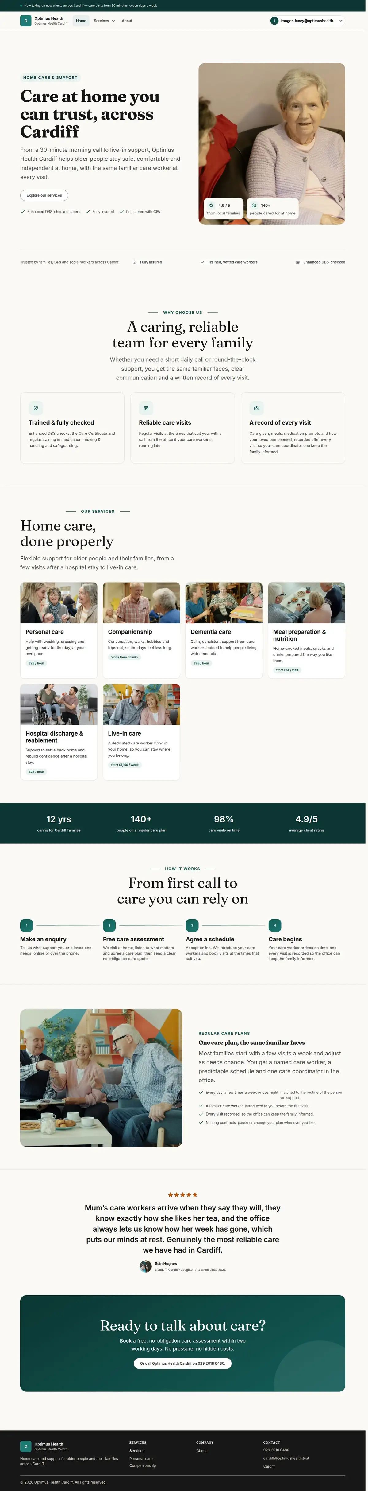 Care at home you can trust, across Cardiff