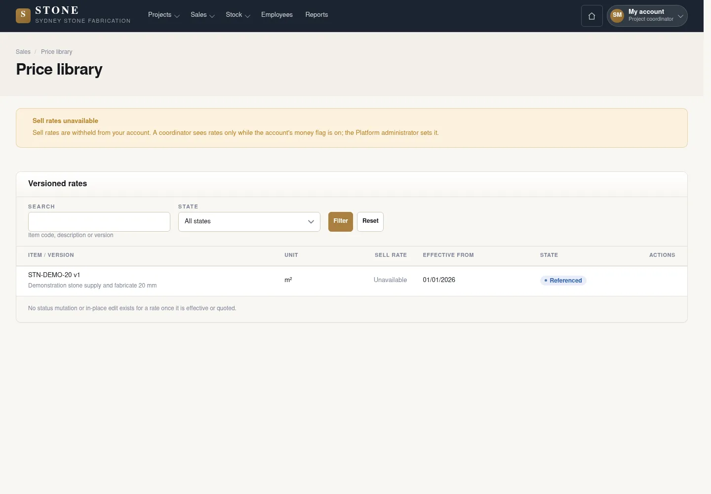 Add a price item or a new rate