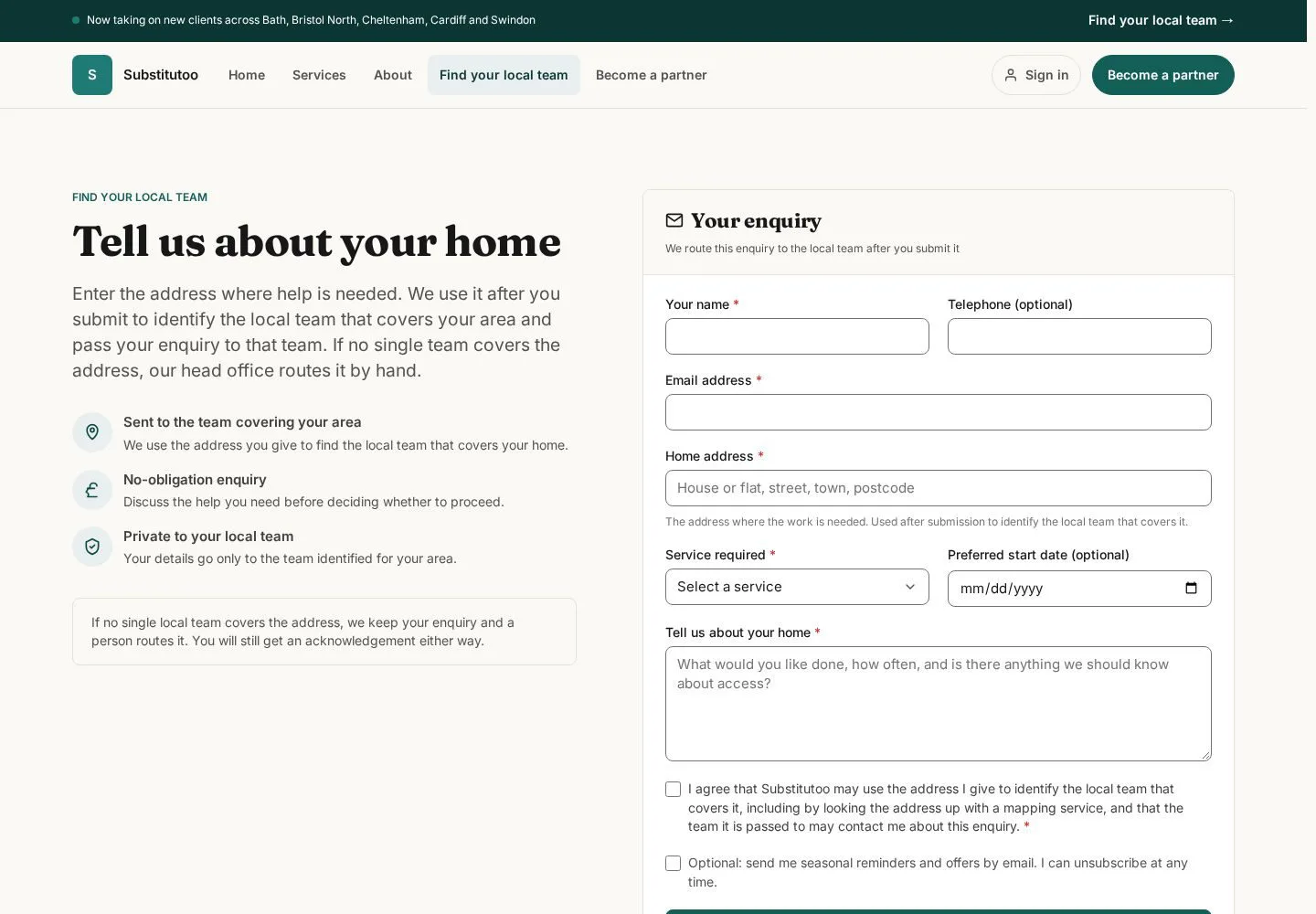 Open the shared enquiry form