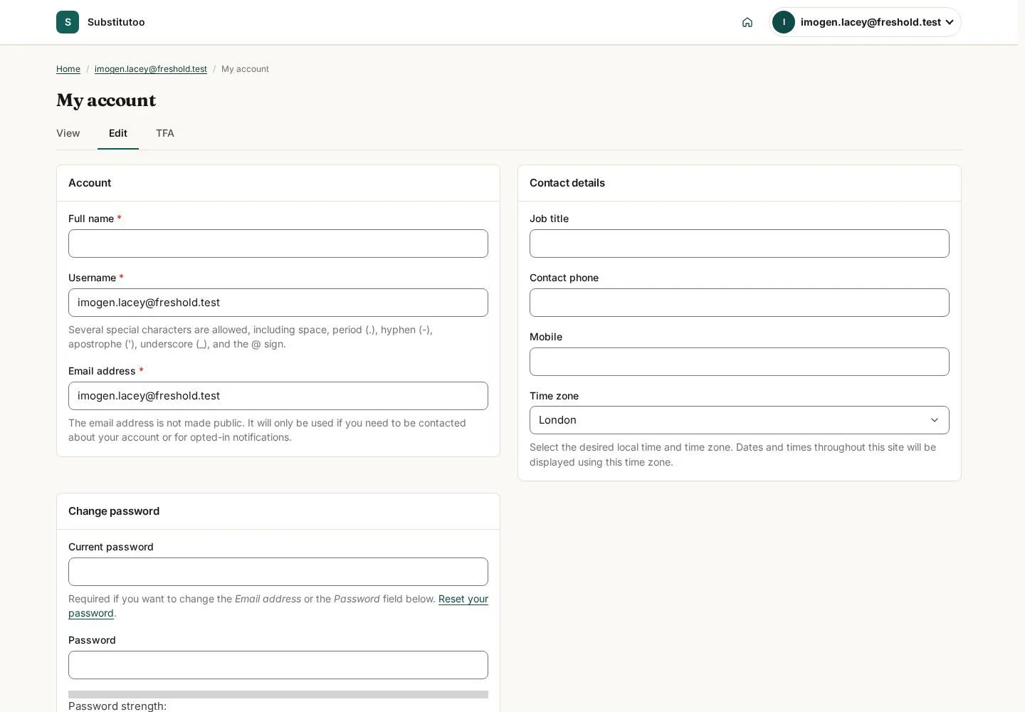 Review editable account fields