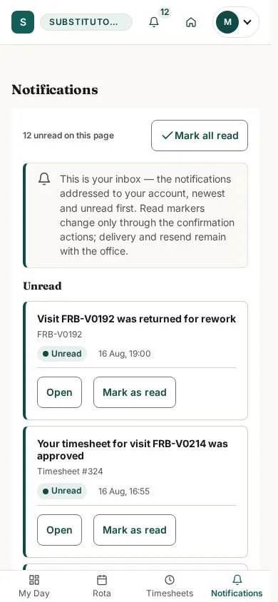Read field notifications