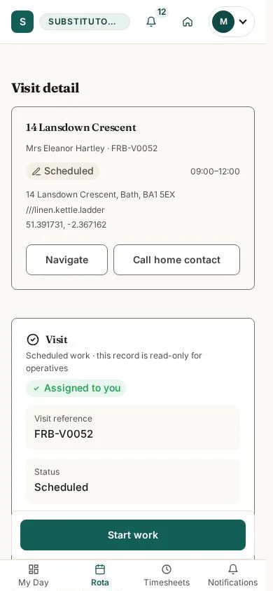 Read a scheduled visit