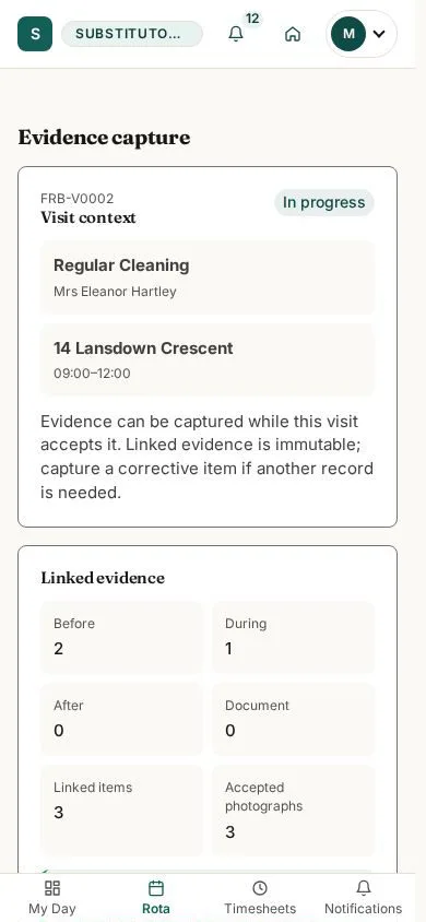 Prepare visit evidence