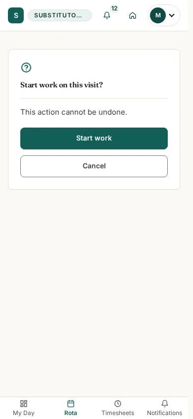 Confirm the start action