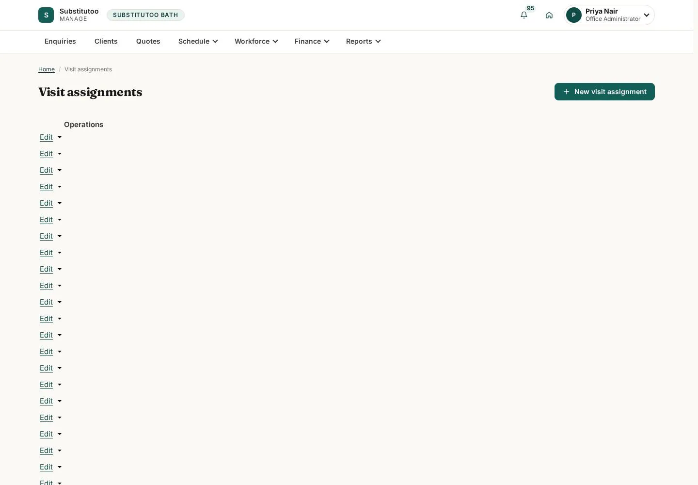 Open visit assignments