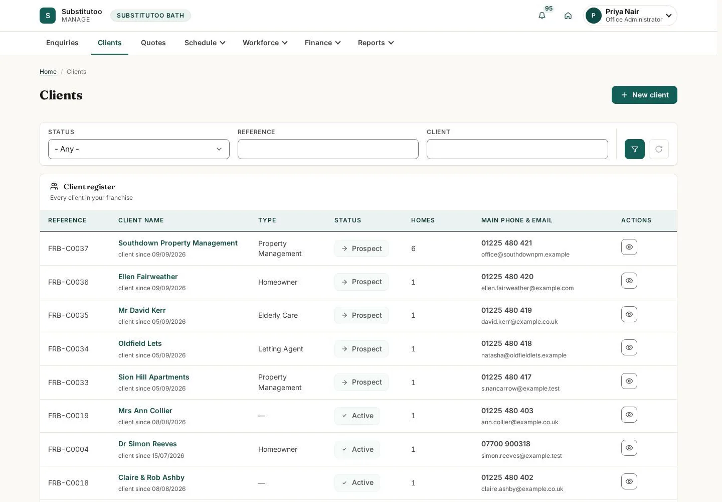 Find the customer record