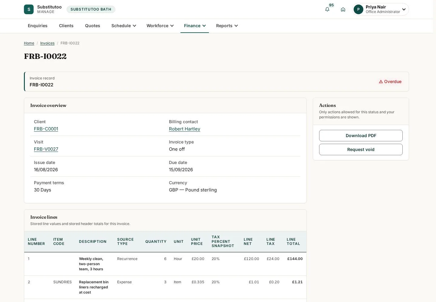 Review invoice detail