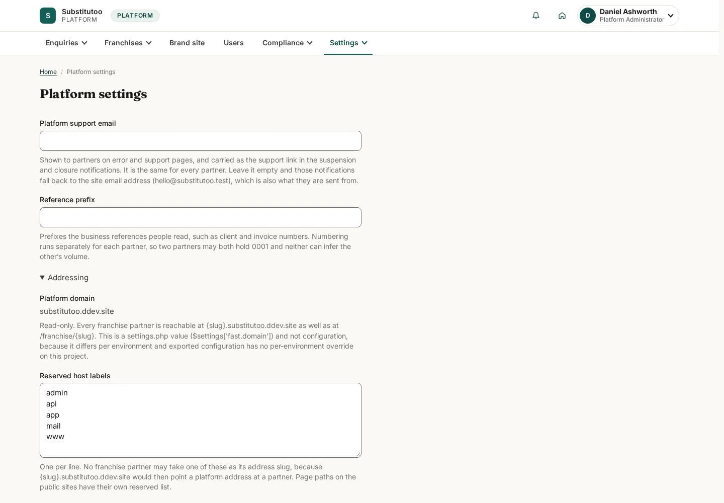 Review product settings