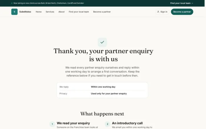 Thank you, your partner enquiry is with us