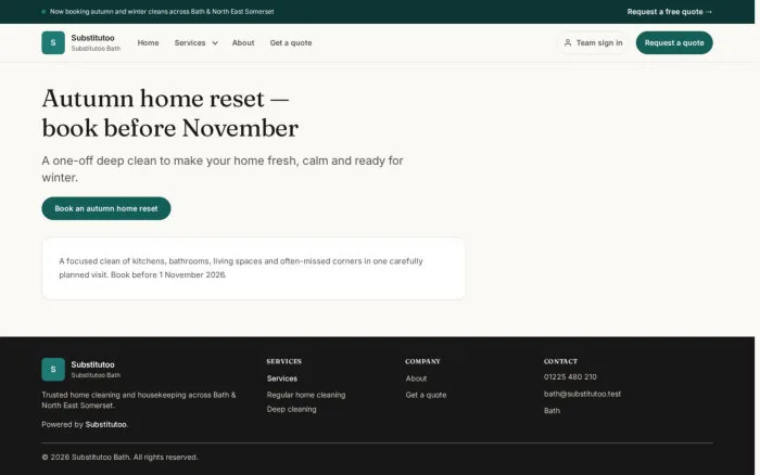 Autumn home reset — book before November