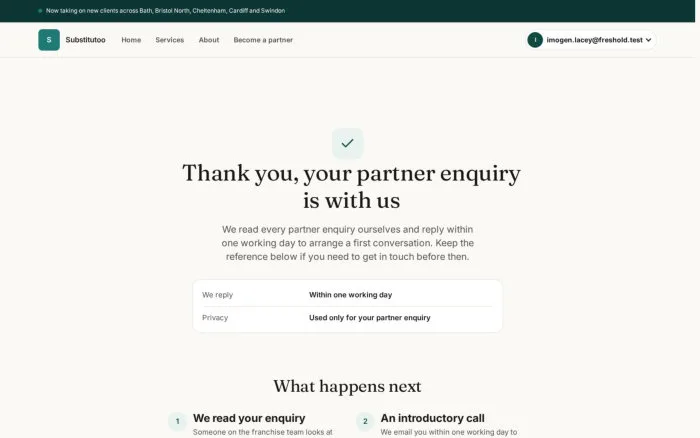 Thank you, your partner enquiry is with us