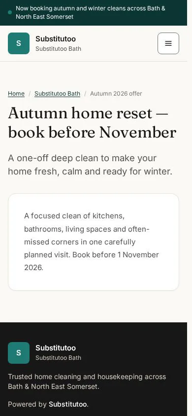 Autumn home reset — book before November