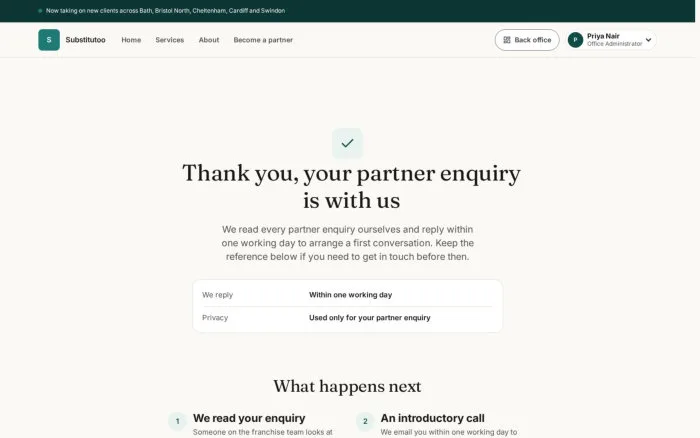 Thank you, your partner enquiry is with us