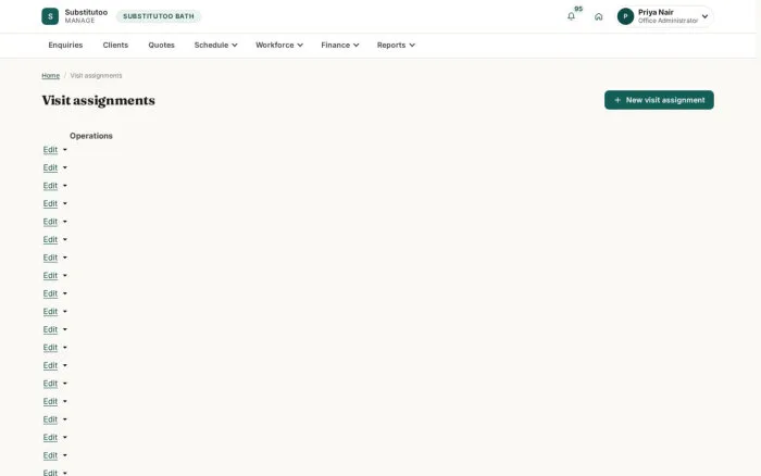 Visit assignments