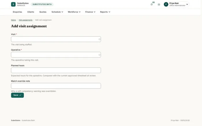 Add visit assignment